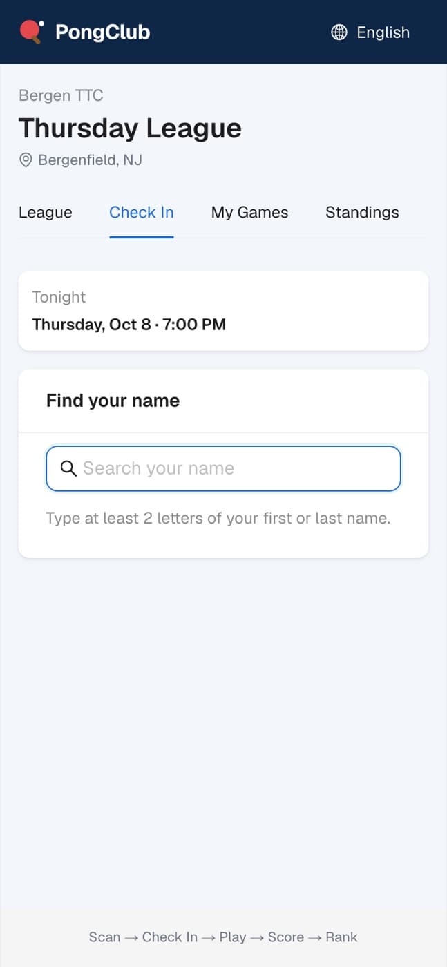 Register and check in for match day
